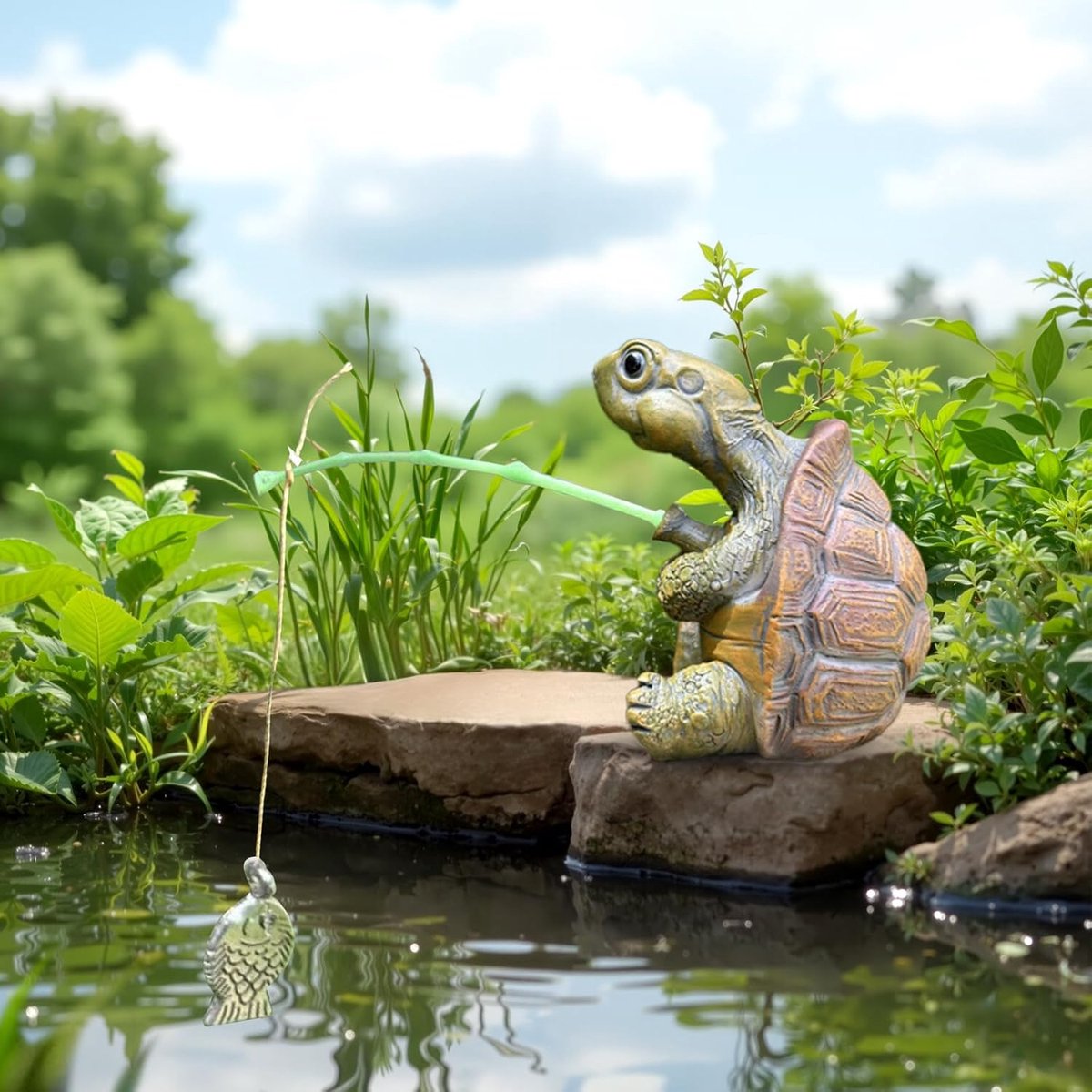 Decoratieve Schildpad Voor Vijver - Tuinornament Voor Buiten - Mini Beeldje Voor Tuin, Balkon Of Terras