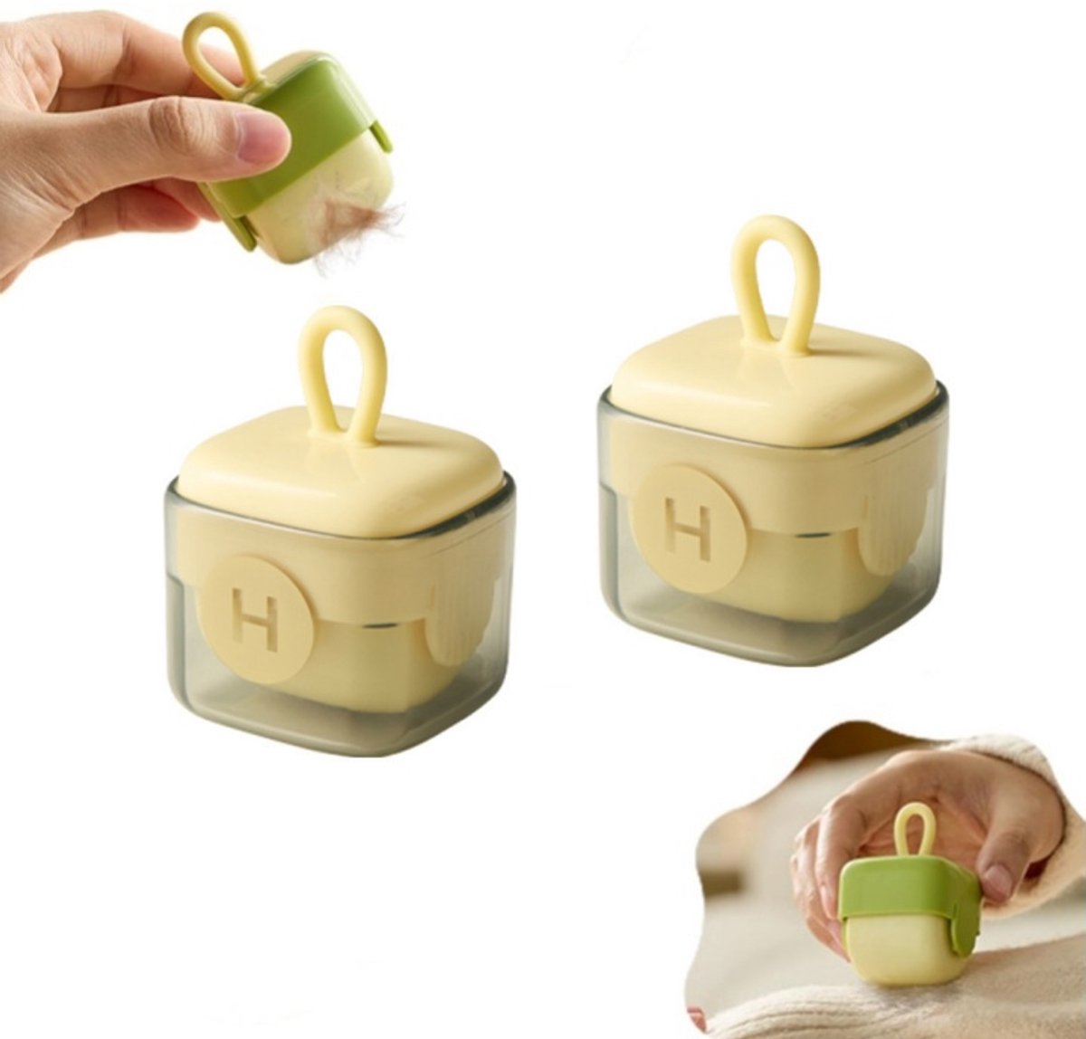 2er Set Mini Fusselroller Waschbar – Wiederverwendbarer Tierhaarentferner – Tragbare Kleiderrolle für Kleidung, Möbel und Reisen – Beige