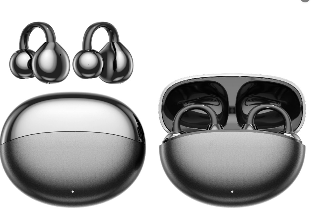 Clip-on draadloze Bluetooth 5.4 hoofdtelefoon & open hoofdtelefoon, draadloze koptelefoon, 72 uur afspeeltijd, ruisonderdrukking, IPX5 waterdicht, licht en comfortabel, geschikt voor hardlopen/fitness/reizen, zwart