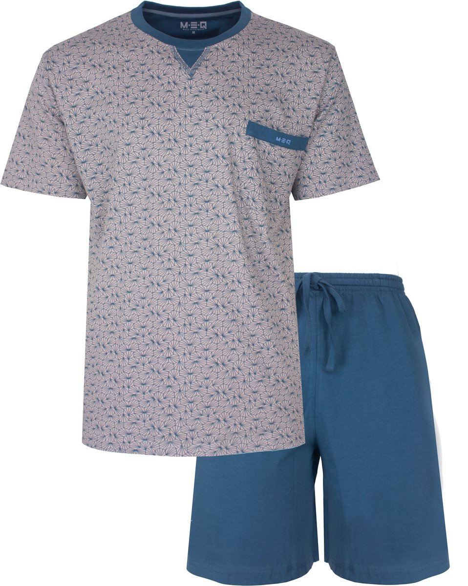 MEQ Heren Shortama - Ronde Hals - Korte Mouwen - Grijs- Maat S