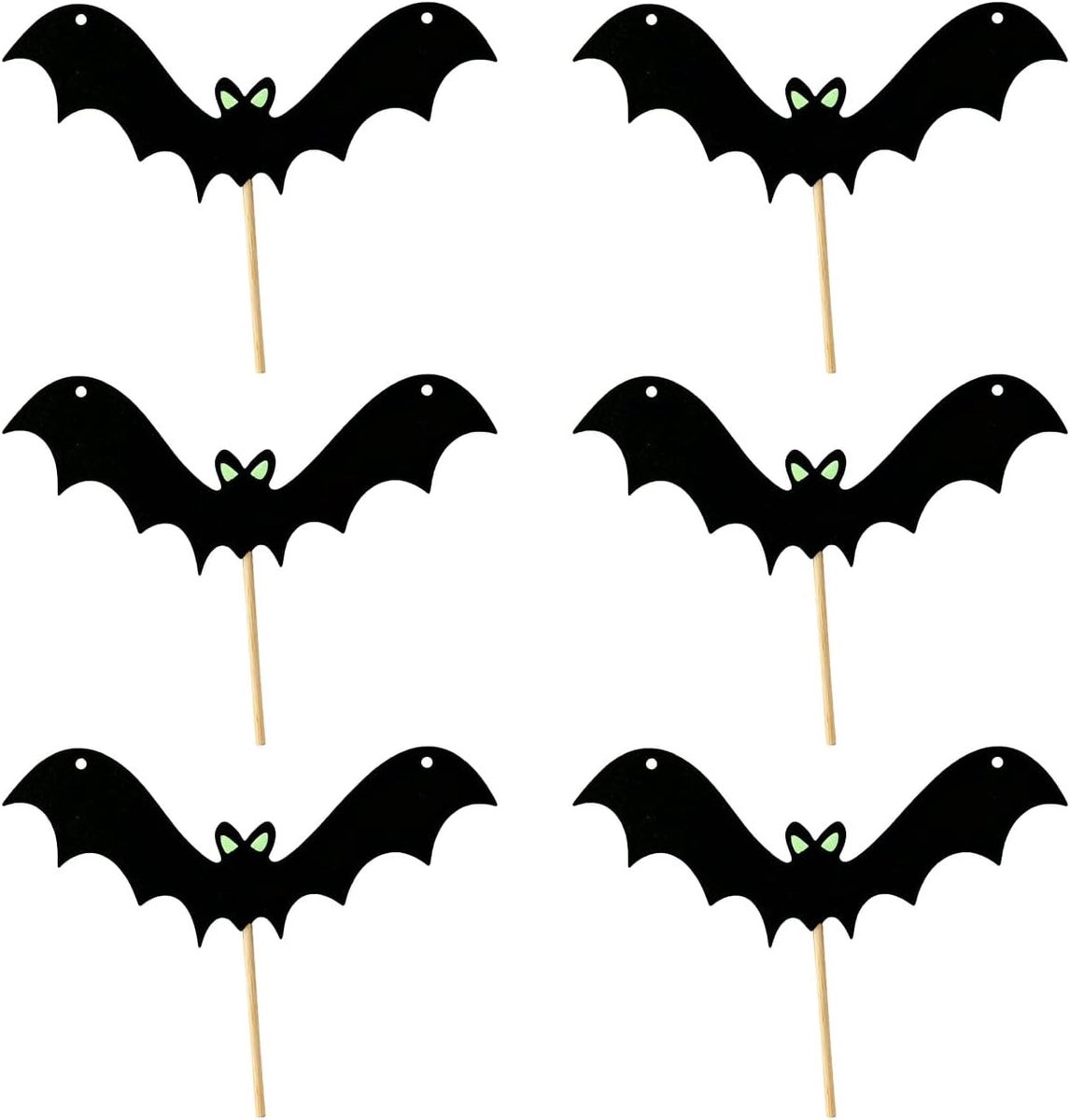 Halloween Tuinstekers met Vleermuisdesign – 6 Stuks – Waterdicht Vilt – Met Lichtgevende Groene Ogen – Buitenversiering voor Tuin en Feest