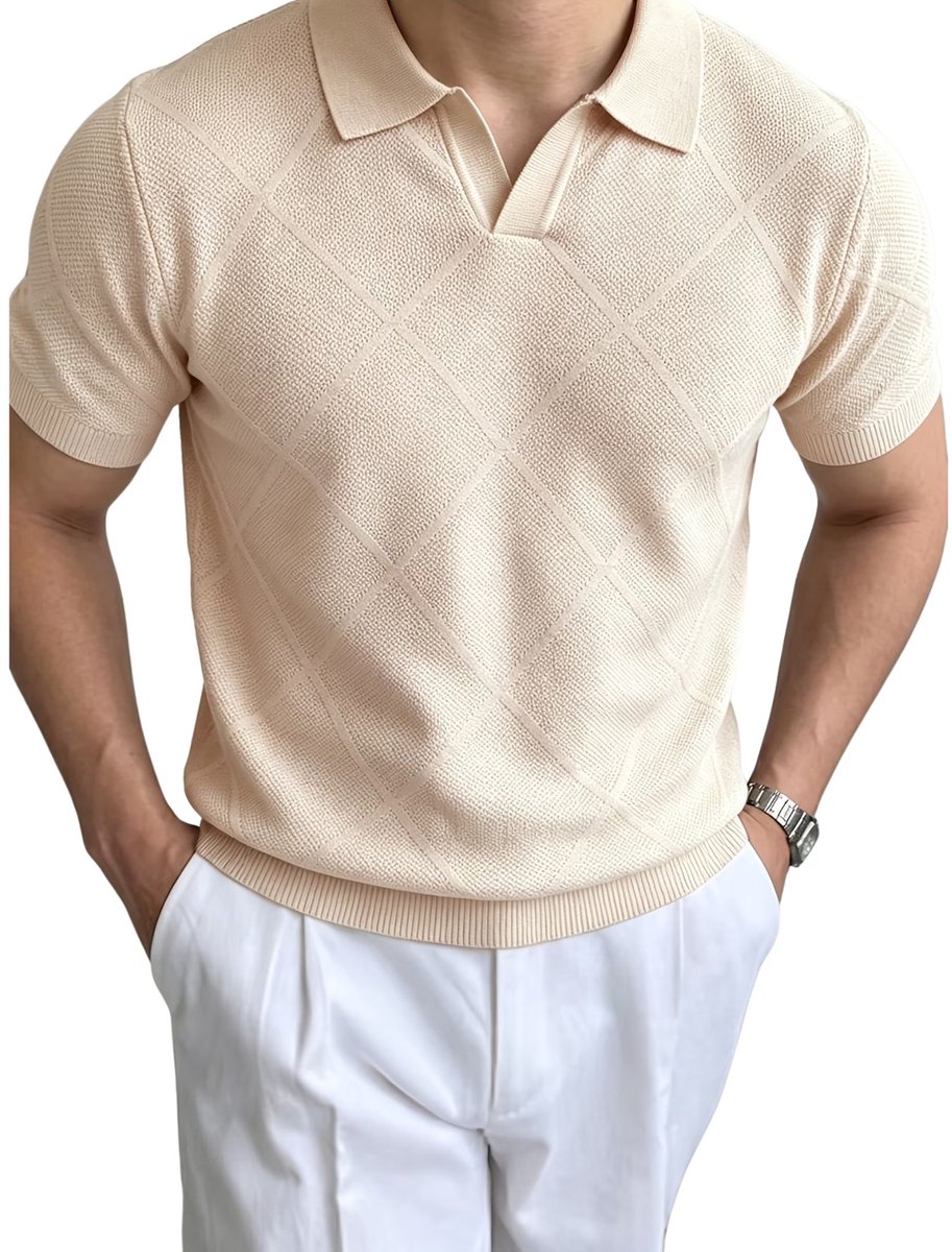 Currero T-Shirt Heren Shirt Zomerkleding T Shirt Mode Old Money Polo Mannen Kleding Volwassenen Lichtroze Abrikoos