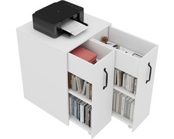 Verrijdbare Boekenkast - Mobiele Opbergkast - Met Lades - Omkeerbaar Ontwerp - 50KG Draagkracht - Voor Kantoor en Slaapkamer - 52x50x75cm - Houtlook