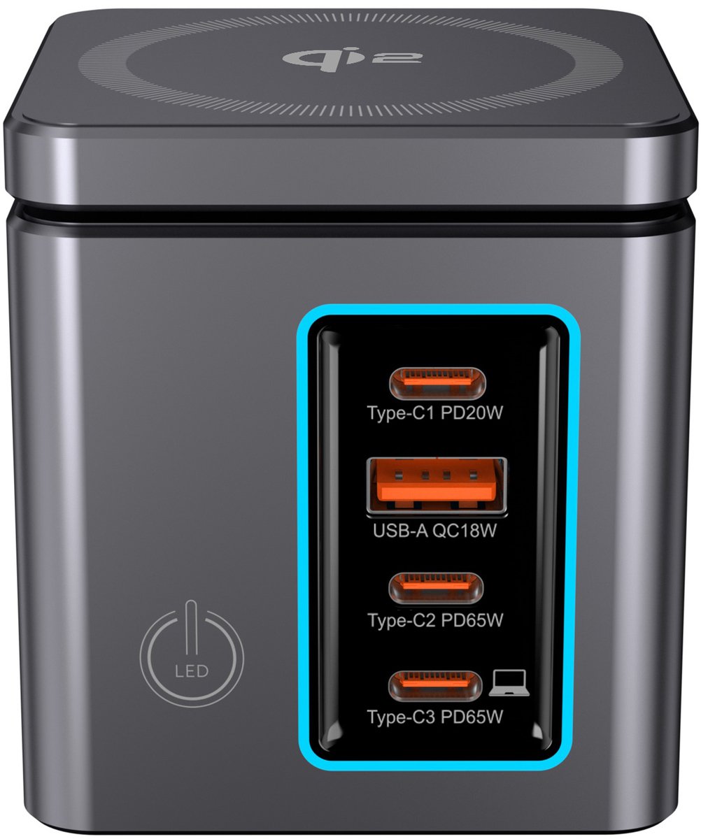 BlitzWolf BW-i113 Max 105W GaN Bureau Oplader 6-in-1 Laadstation met USB-C, USB-A, Draadloze Oplader en Snelladen voor iPhone, Samsung, iPad, MacBook — cadeau in Gadgets - foto 8