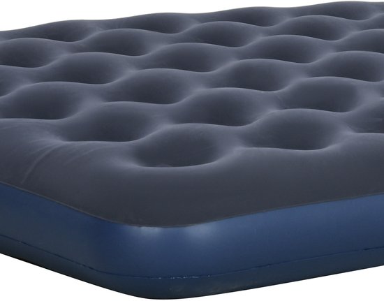 Opblaasbaar matras voor 2 personen, met geïntegreerde handpomp, gevlokt oppervlak, blauw — afbeelding 4