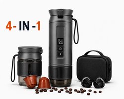 Yemtech® 4 in 1 Draagbare Koffiemachine - Draagbare Espressomachine - Espresso - Filterkoffie - 100 ml - Mini Koffiemachine - Oplaadbaar 9600mAh - Pour-Over Filterkoffie