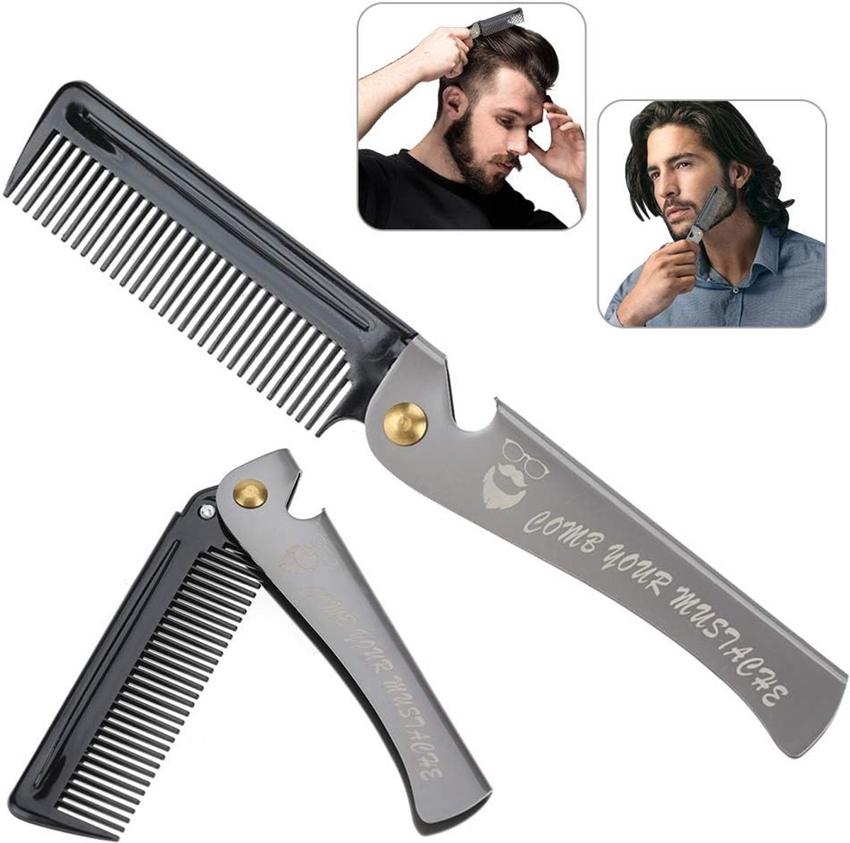 Vouwbare Haartool Tas voor Mannen met RVS Handvat voor Snorrechtzetten en Haarstyling Accessoires