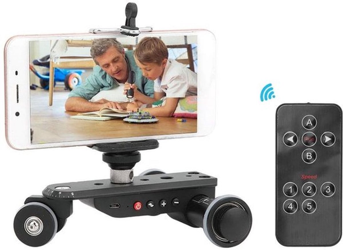 Camera Video Auto Dolly - Gemotoriseerde Railschuif Dolly Car - 90 Graden Draaibaar - Geschikt voor DSLR-camera en Smartphones - Voor vid...