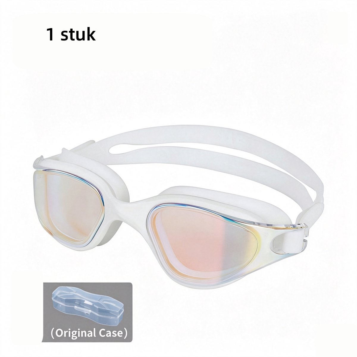 1 stuk-Volwassen zwemgril-waterdicht mist-zwemmen-beschermende bril grote frame HD-silicone zwemgril-verzending box-witte frame kleurspiegel