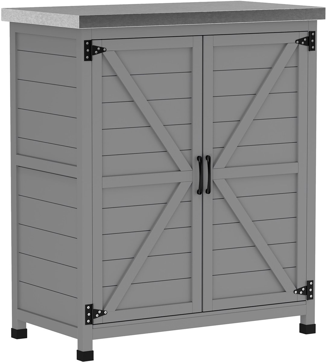 Tuinrichtingskast met werkbord - dubbele deuren - plank - 79 x 43 x 92 cm - grijs