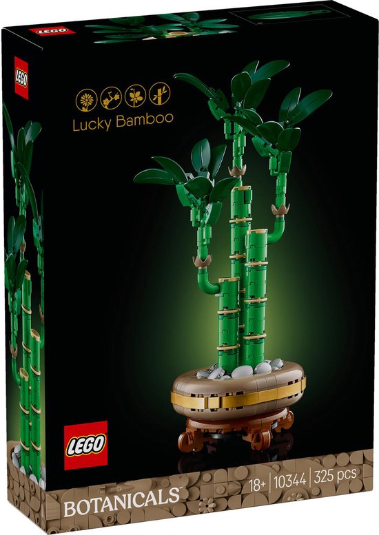 Boîte LEGO Botanicals Lucky Bamboo avec plante de bambou verte et logo LEGO.