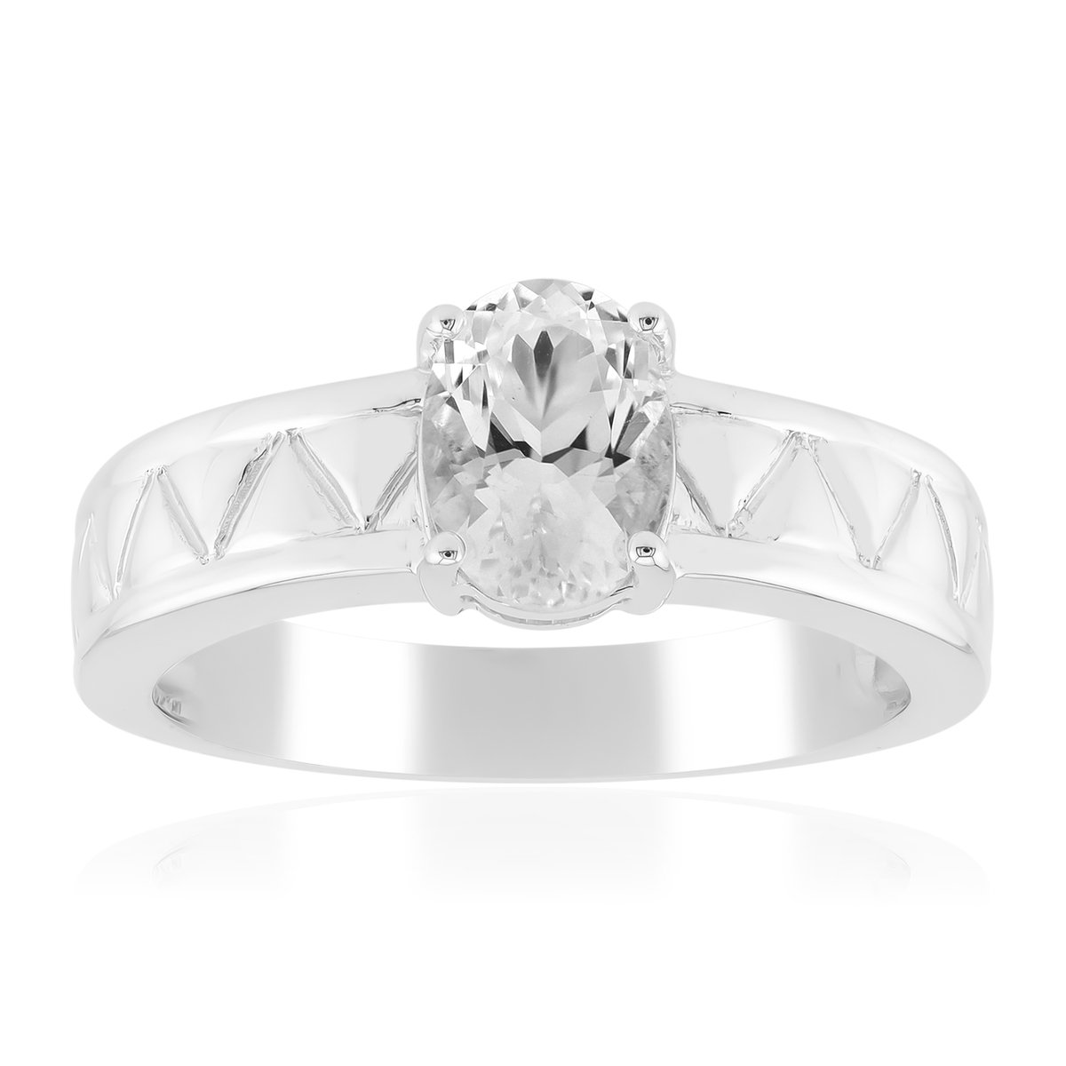 Cavill - Zilveren ring met Herkimer kwarts 0,663 ct - 925 sterling zilver met palladium coating - elegante damesring met ovale edelsteen uit VS