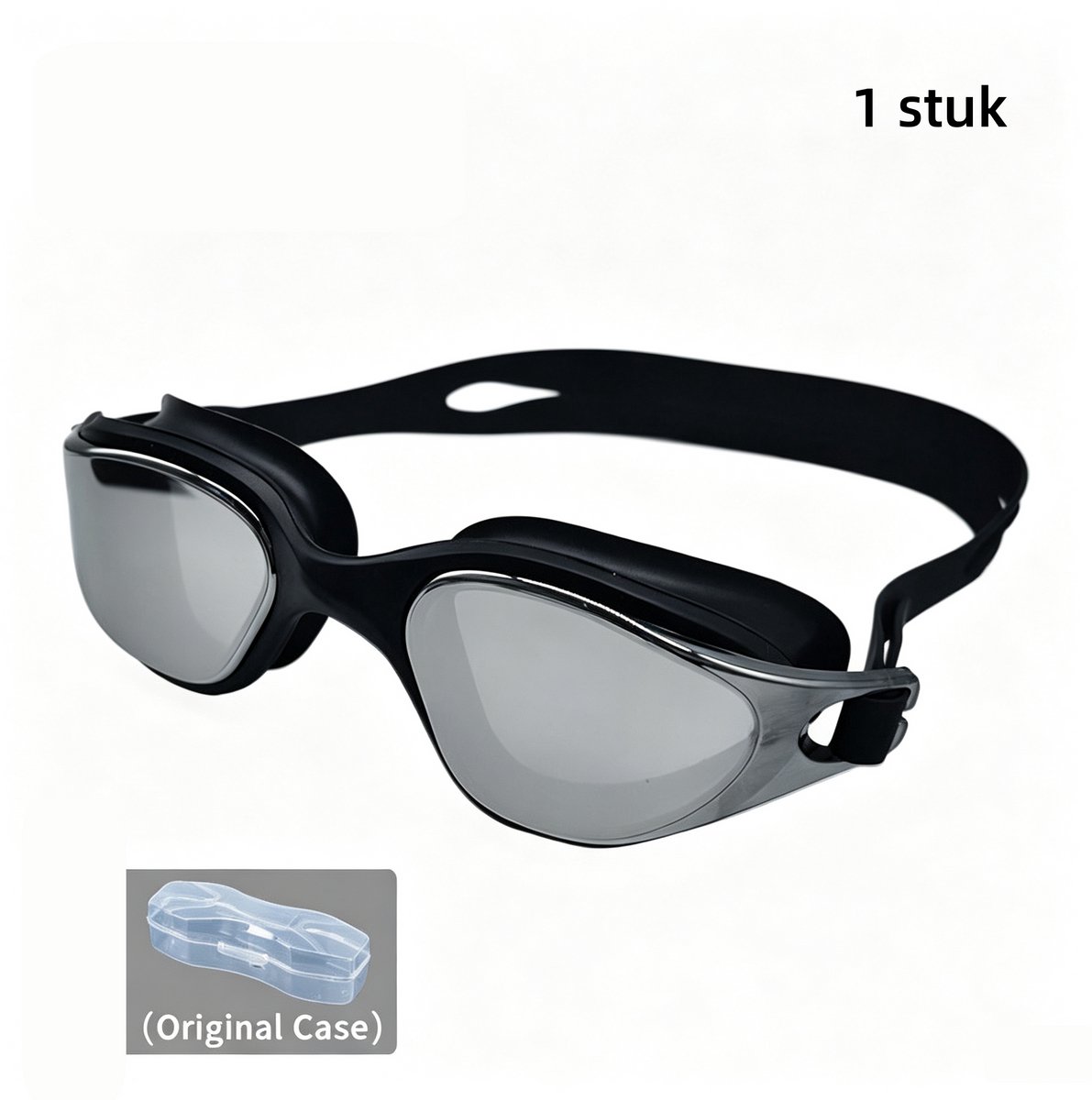 1 stuk-Volwassen zwembrogel-waterdicht mist-zwemmen-beschermende bril grote frame HD-silicone zwembrogel-verzending van de doos-zwarte frame kleurspiegel