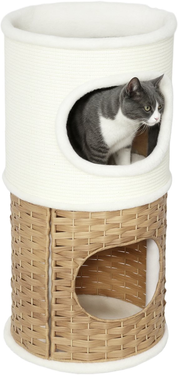 PawHut Kattentoren - Spaanplaat - 40x40x80cm - Crème
