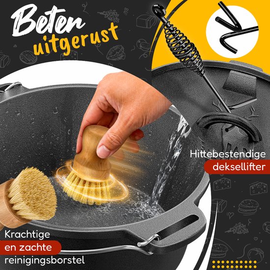 aktimeo Dutch Oven 7,0 L gietijzeren pan met deksel incl. accessoires en receptenboek — afbeelding 3