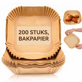 Airfryer Bakpapier 200 Stuks - XL/XXL Vierkant 20-23cm - Slechts €0,09 per Stuk - Bakpapier - Airfryer Bakjes - Wegwerpbakjes - - Airfryer Accesoires