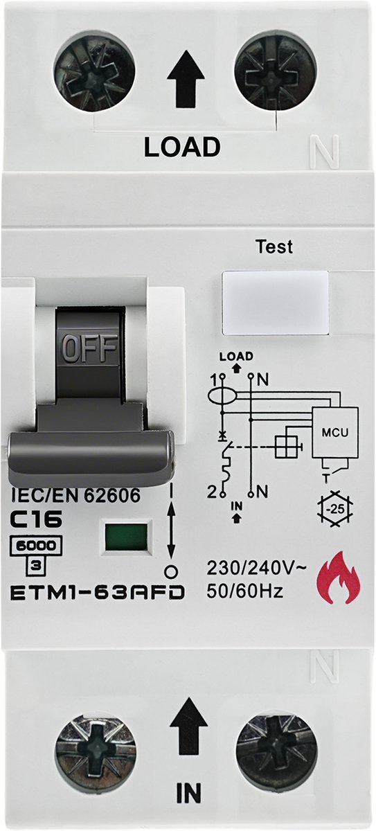 ETM1-63AFD C16 AFDD installatieautomaat - 1P+N - 16 A - 6 kA