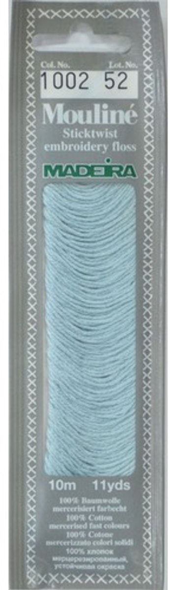 Borduurgaren Madeira Mouline 10 meter 6 draads splijtgaren - blauw (1002)