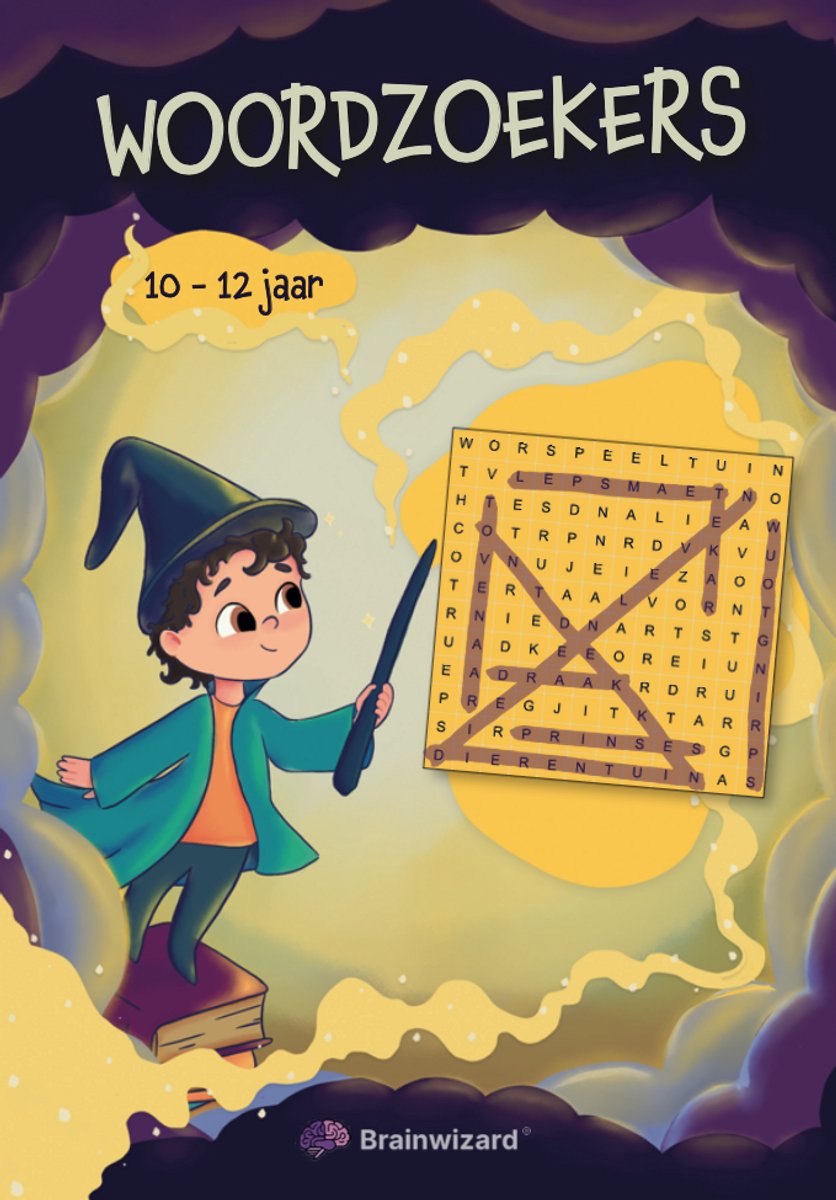 Brainwizard - Woordzoekers 10-12 jaar - Met thema's - Groot formaat - Voor kinderen