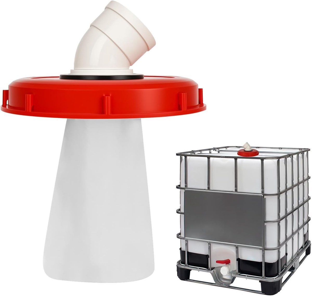 IBC Dekselfilter - Rood/Wit - 245 mm - Kunststof Waterfilter - Voor IBC Regenwatertank