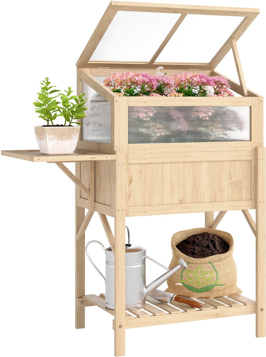 Verhoogde plantenbak van Outsunny - Vurenhout - 104x50x120cm - Natuurlijk hout