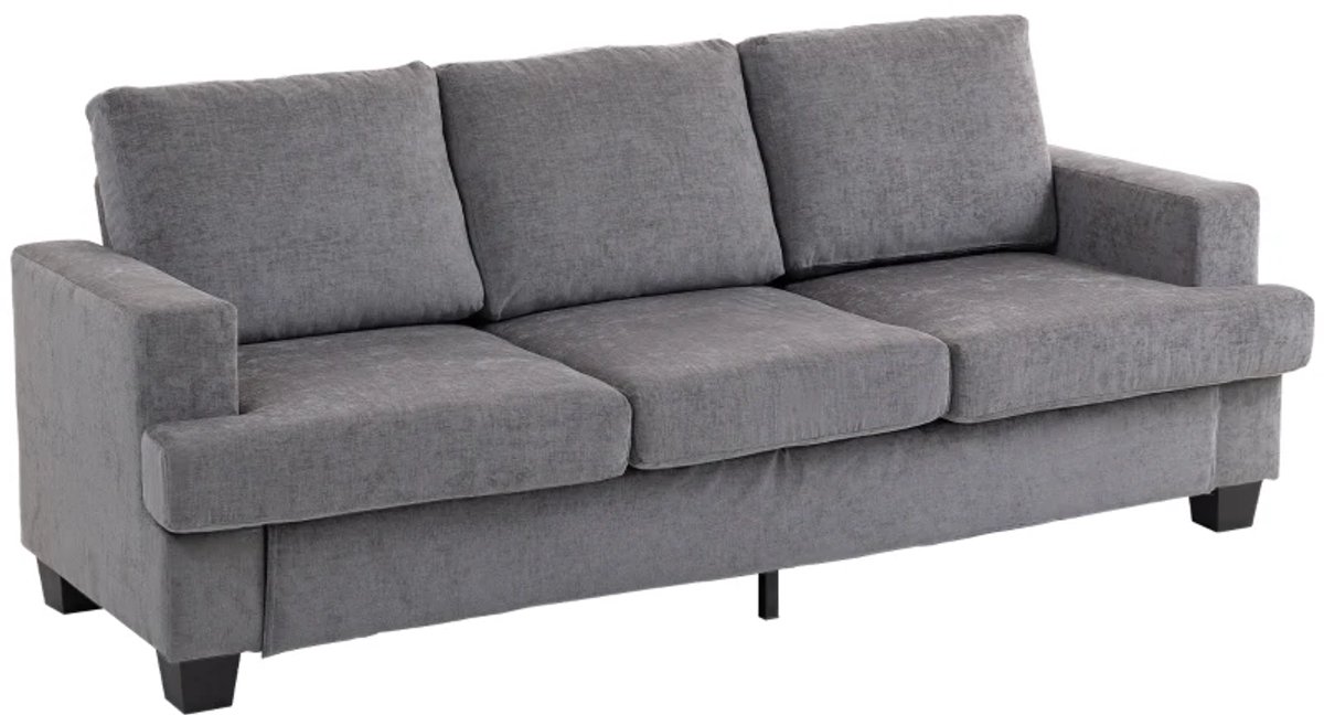 3-zitsbank - Woonkamerbank voor 3 Personen - Stoffen Bekleding - Stalen Frame - Gestoffeerde Bank - Grijs