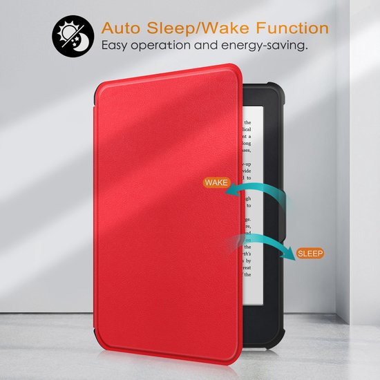 IYUPP Ereader Hoes geschikt voor Kobo Clara BW / Kobo Clara Colour - Folio - Met Auto-Wake functie - Rood — afbeelding 4