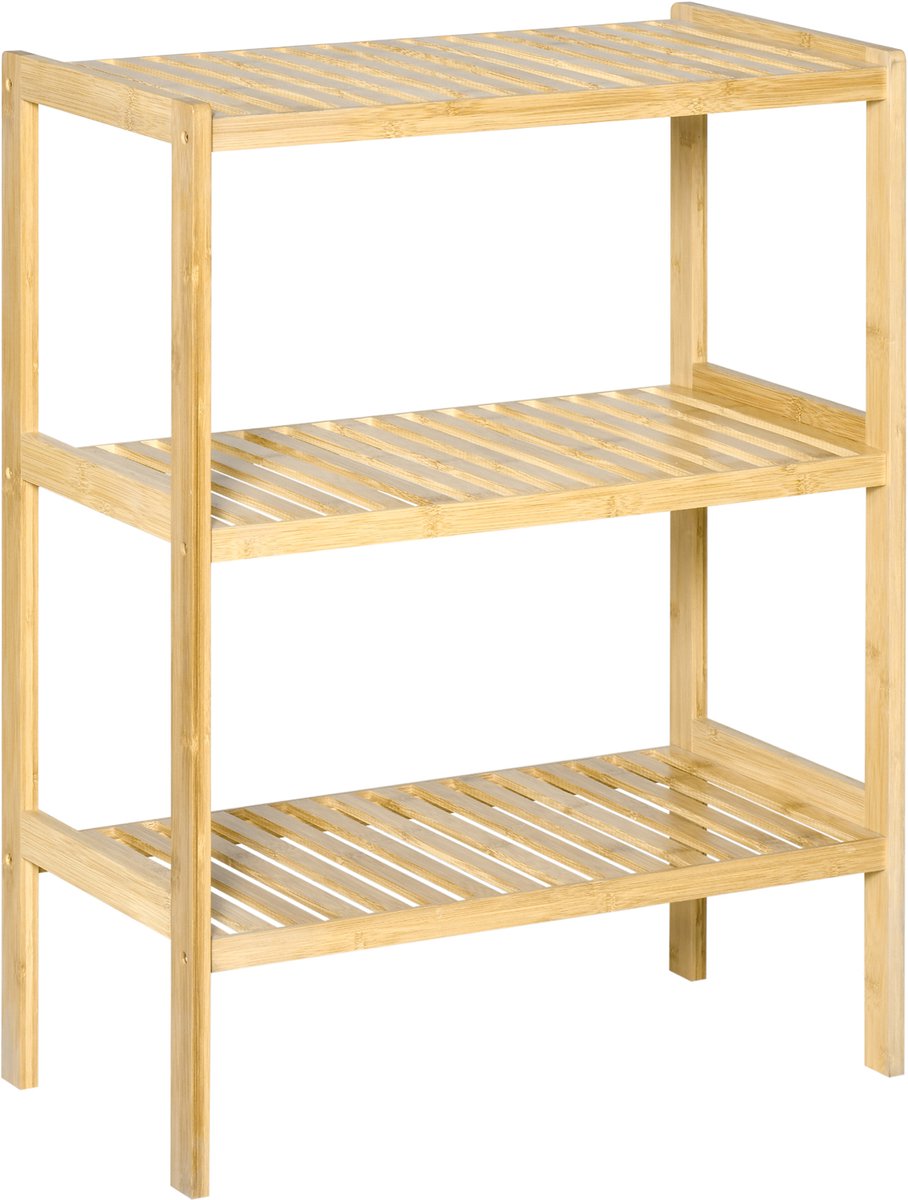 Bamboe plank met 3 planken - bamboe - 62 cm x 33 cm x 80 cm - naturel