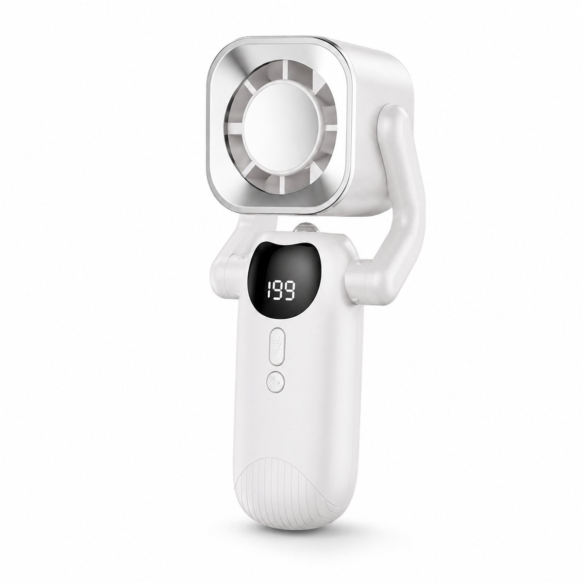 Gloovon® Handventilator & Mini USB Ventilator - 90° Opvouwbaar - Met LED Display & 4000 mAh Accu - 5 Snelheden - Wit