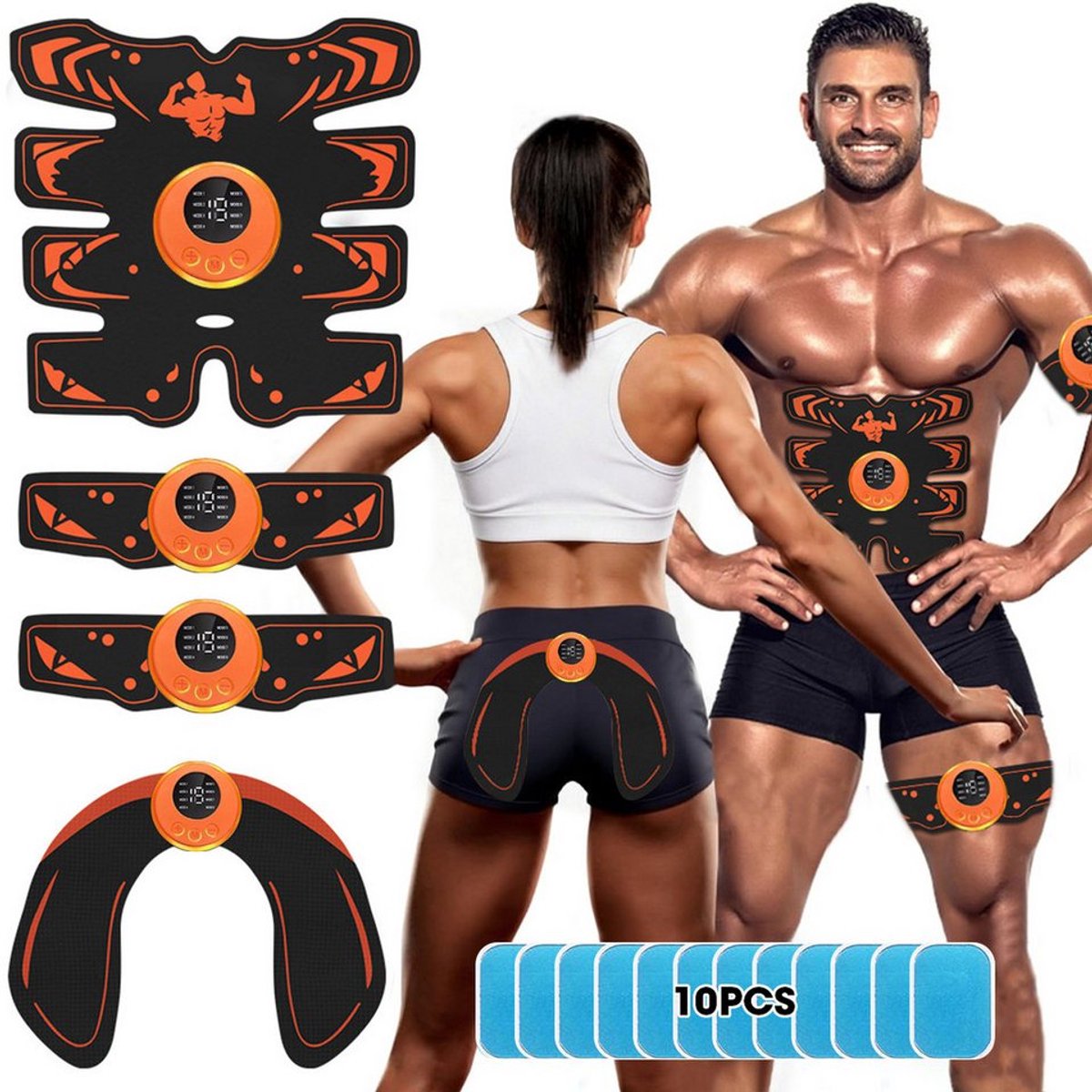 FOSMET Buikspiertrainer - EMS Trainer - Nieuwste Model 2026 - Spieropbouw & Vetverbranding - 8 Modi - 19 Programma’s - Instelbare Intensiteit - Voor Mannen & Vrouwen - Inclusief Armspieren Trainer - Buikspiertrainers Elektrisch - Spierstimulator