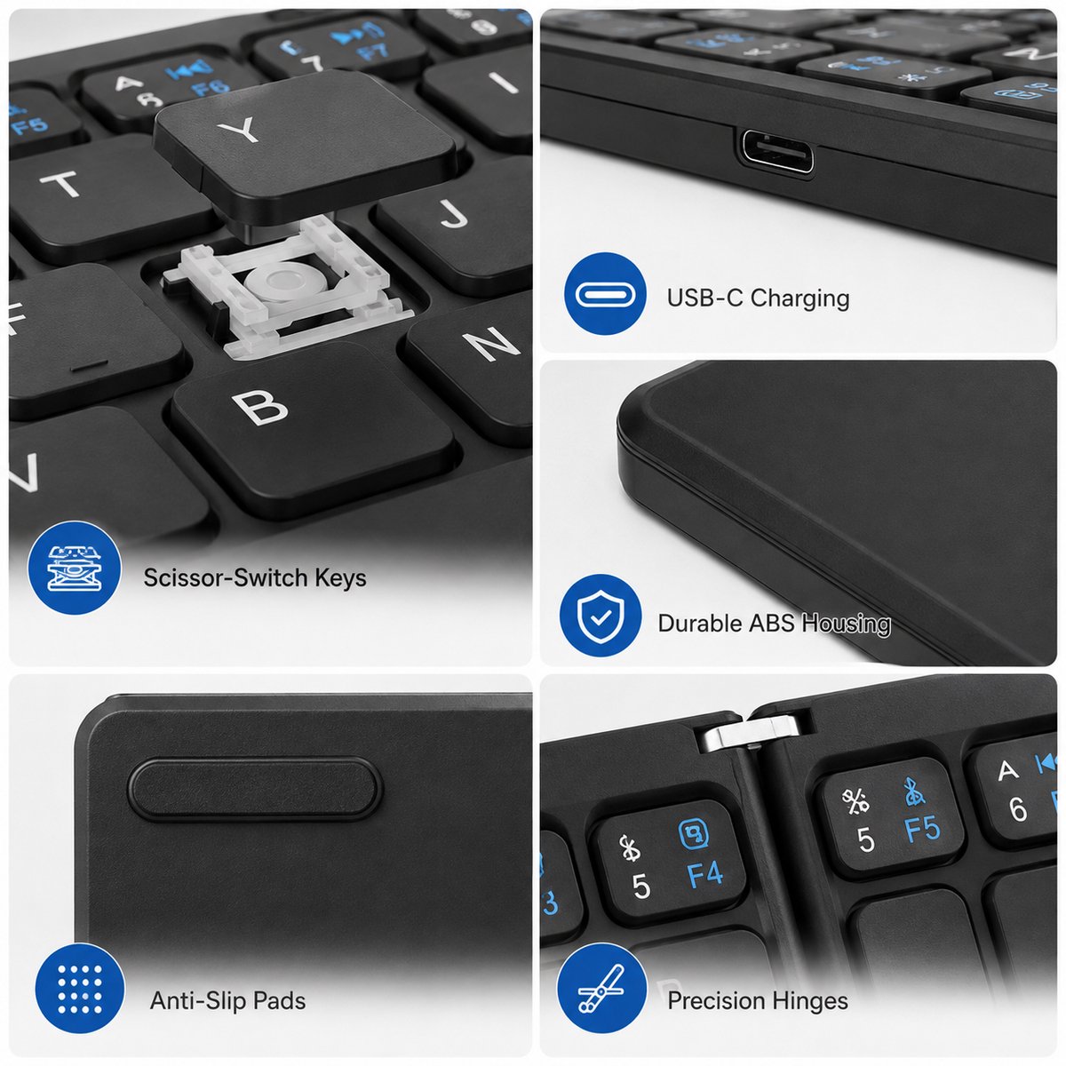 Opvouwbaar Toetsenbord - Bluetooth Keyboard - Stabiele Verbinding - Stom - Lange Batterijduur - Voor Tablet Smartphone Laptop Pc Ios Android (zwart) — cadeau in Elektronica - foto 8