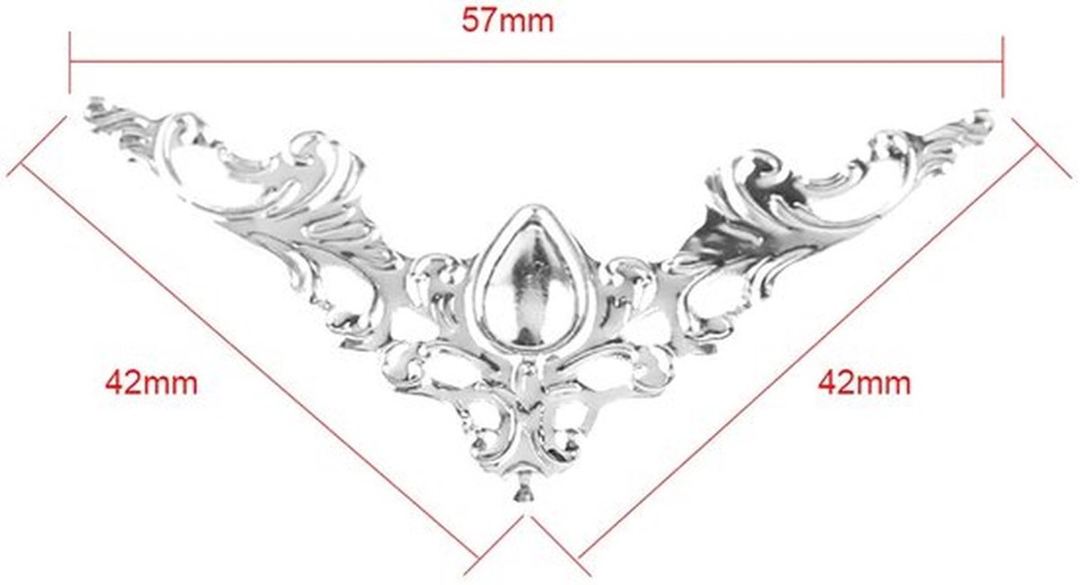Hoekbescherming Antieke Metalen - Decoratieve Hoekbeschermer - Bescherming voor Dozen - 20 Stuks - IJzer - 42x42x57 mm