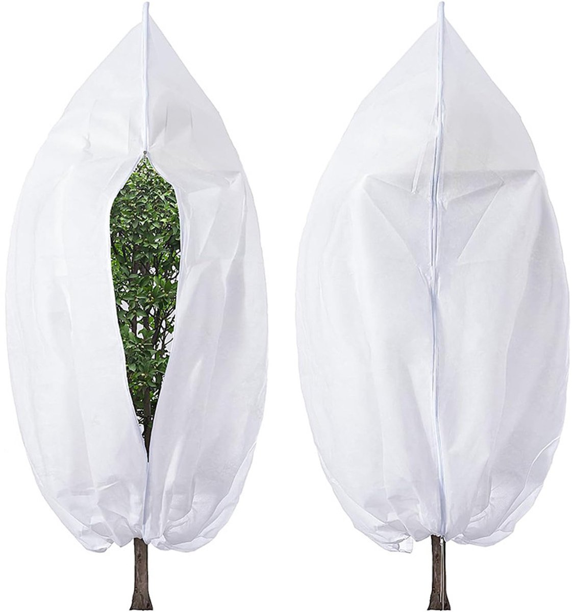 Plantenhoezen - 2 Stuks - Plantenbedekking - Plantenhoes - Niet-geweven Stoffen - Met Rits en Aantrekkoord - Vorstbescherming - Scheurbestendig - UV-bescherming - Geschikt voor Buitenplanten Fruitboompotten - 50*100CM - Wit