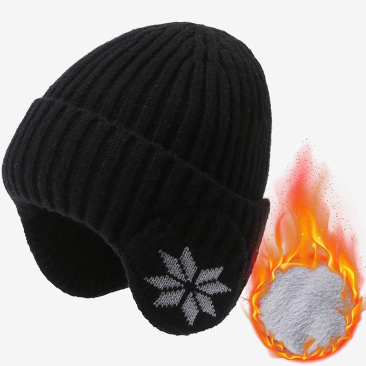 Unisex gebreide wintermuts met oorklappen, warme dikke fleece muts voor buitenactiviteiten zoals fietsen, casual muts met oorklappen