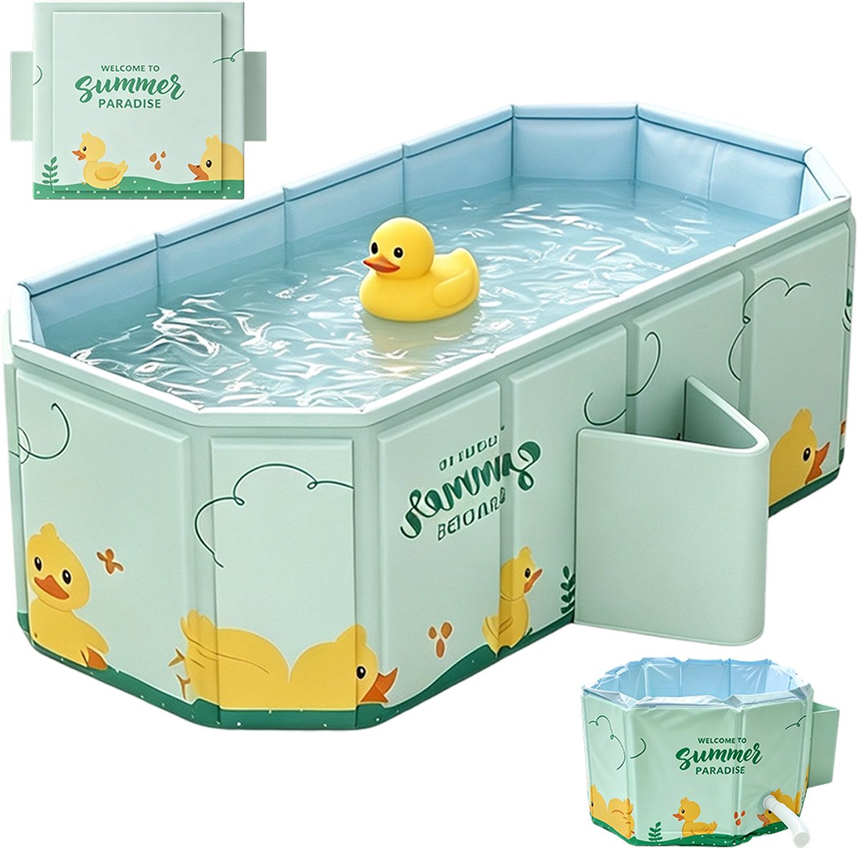 Opvouwbaar Babybadje - Babybadkuip voor Reizen - Compact Opvouwbaar Ontwerp - PVC met Warmtebehoudende Structuur - 40° Driehoekige Ondersteuning - Praktische Waterafvoer - Voor Babybad, Thuis en Onderweg