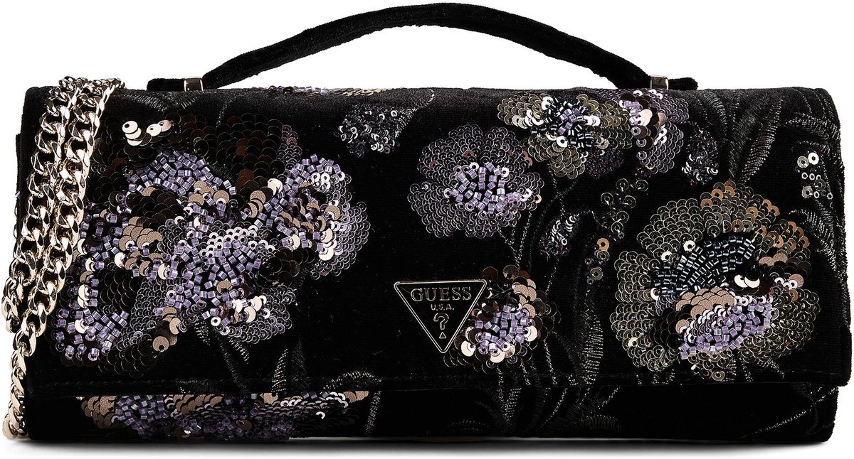 GUESS avondtas schoudertas Tasmin Top Handle Clutch Black Multi zwart