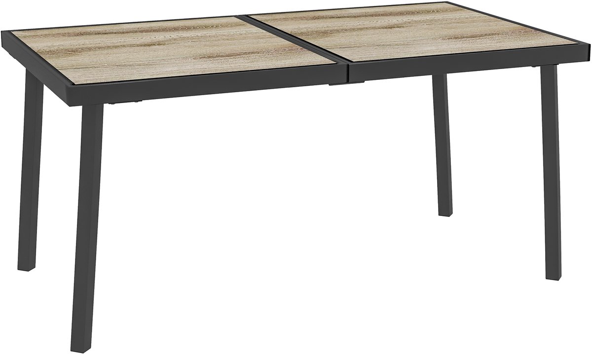 Tuintafel Balkontafel - 145 x 85 cm - Eettafel voor 6 personen met houten optiek en stalen chassis - grijs
