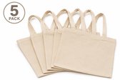Katoenen Tote Bag - Naturel - 37x41cm - 5 Stuks - Tote Bag - Canvas Tas - Shopper - Boodschappentas - Draagtas - Schoudertas - Zelf Bedrukken