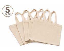 Katoenen Tote Bag - Naturel - 37x41cm - 5 Stuks - Tote Bag - Canvas Tas - Shopper - Boodschappentas - Draagtas - Schoudertas - Zelf Bedrukken