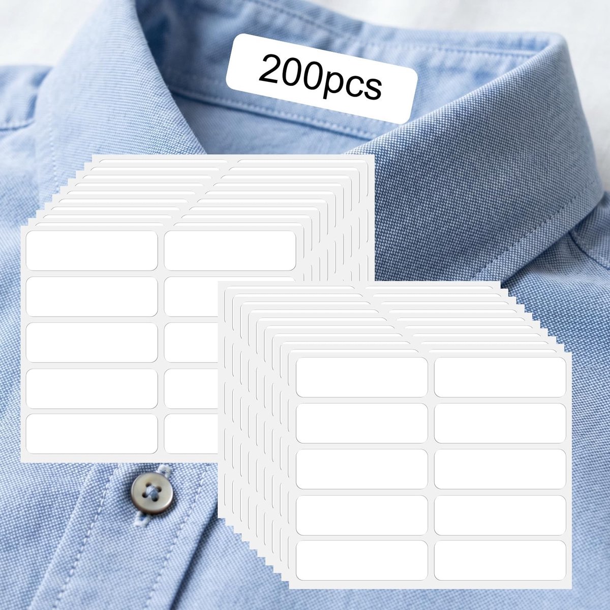 Solidchoice - Set van 200 Wasbare Naamstickers voor Kleding