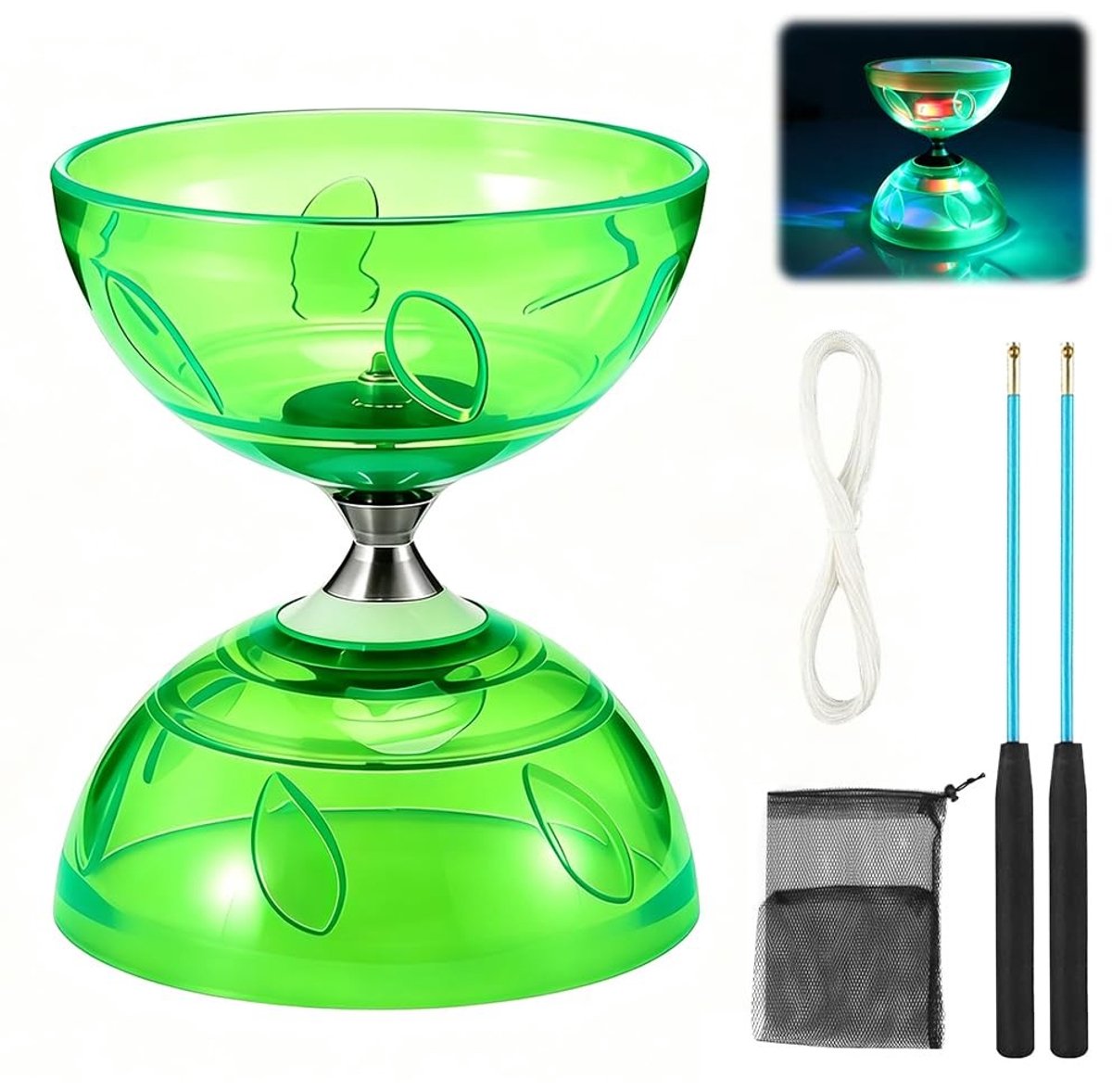 Solidchoice - Diabolo met Kogellagers en LED Verlichting (Groen)