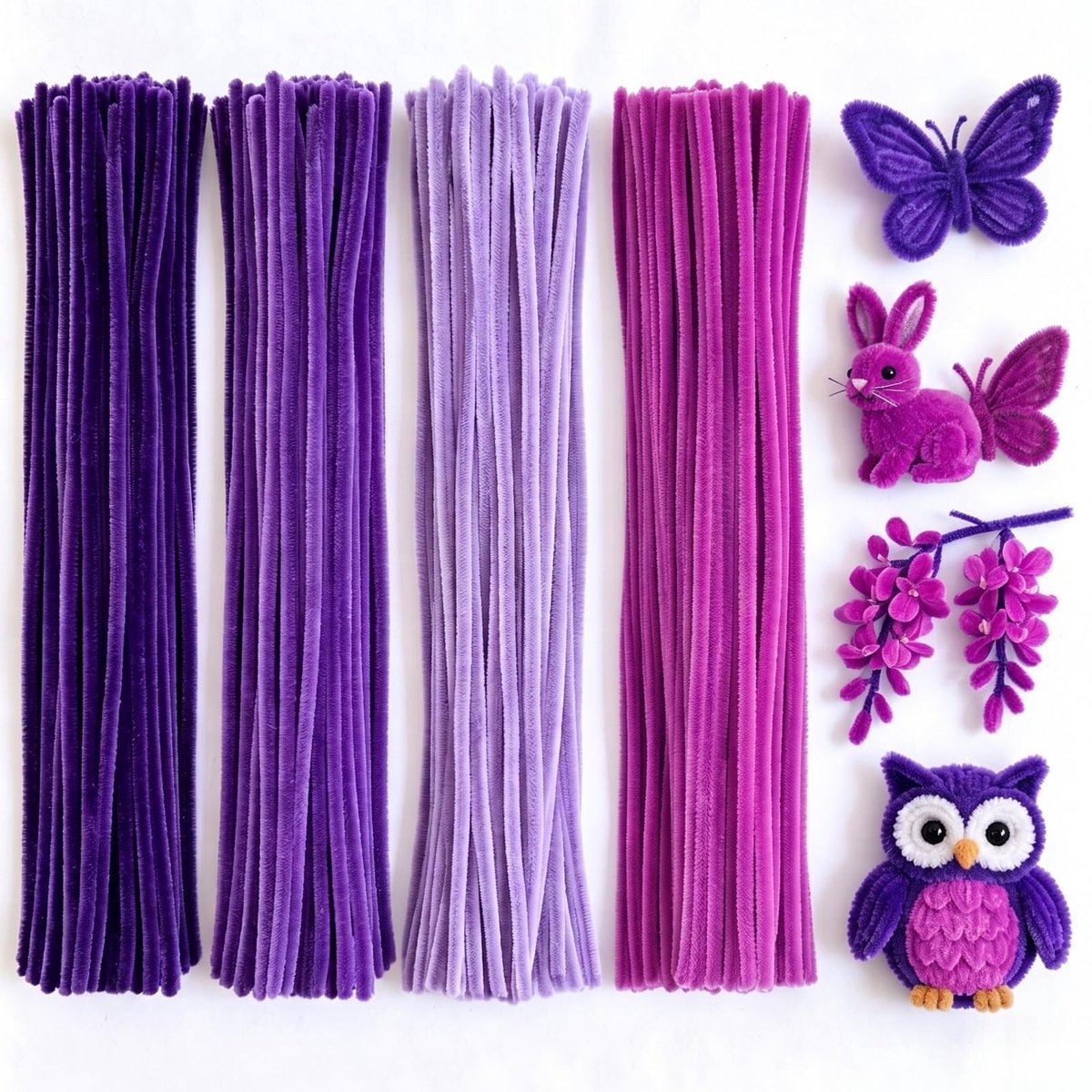 Solidchoice - 400 Stuks Pijpenreinigers in Lila Kleuren voor Creatief Handwerken
