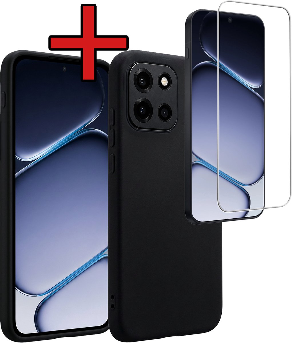 Hoesje - Met Screenprotector - Geschikt voor OnePlus Nord 6 - Sterk & Shockproof - Telefoon Hoes - Back Cover - Siliconen Case - Telefoonhoes - Zwart