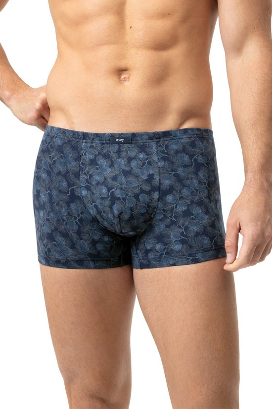 Mannen boxer met donkerblauw bladmotief. Elastische tailleband met 'mey' logo.