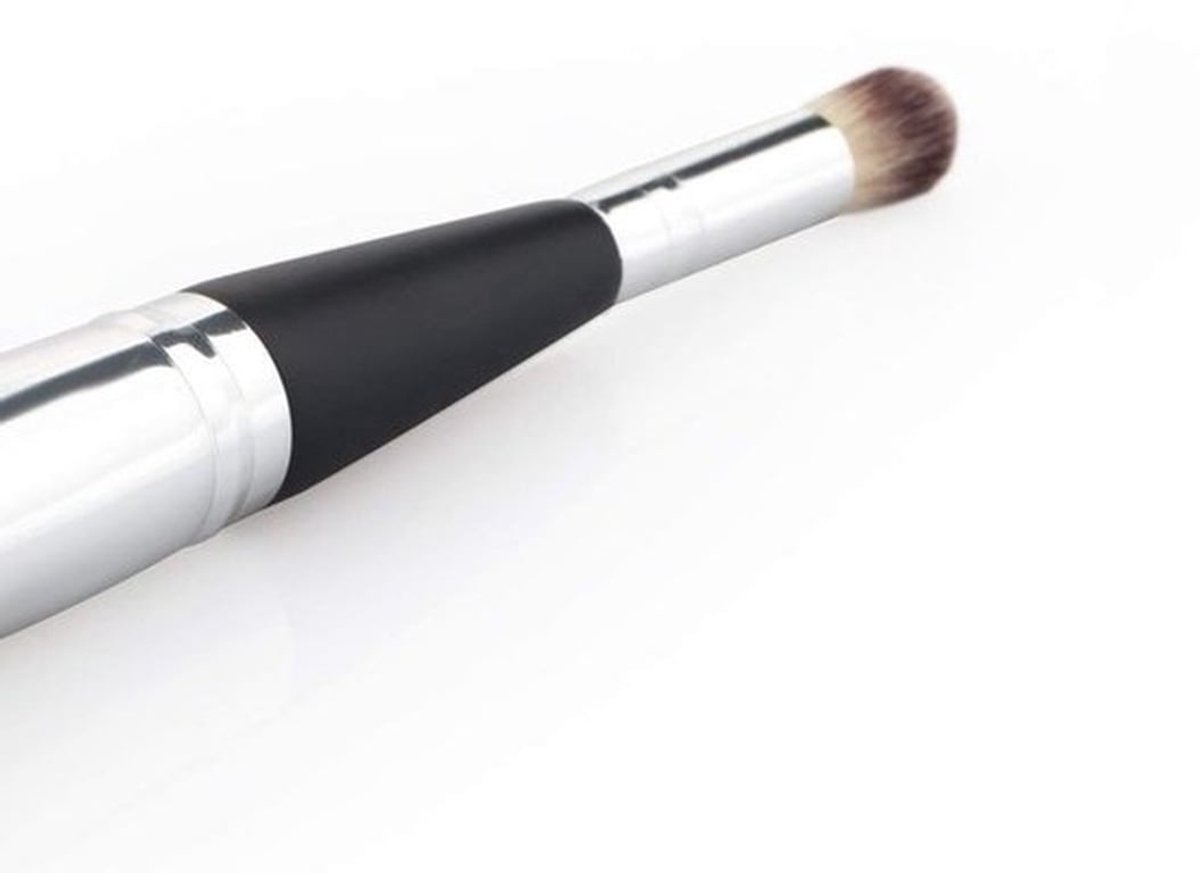 Make-up Borstel 2-in-1 - Synthetische Vezels - Houten Handvat - Multiuse Borstel - Foundation/Concealer/Oogschaduw - Comfortabel en Duurzaam - Make-upkwast