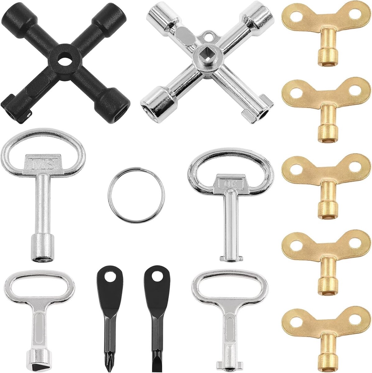 Sleutelset voor Loodgieters - Multitool Sleutels - 13 Stuks - Zinklegering/Messing - Voor Huishoudelijk Gebruik