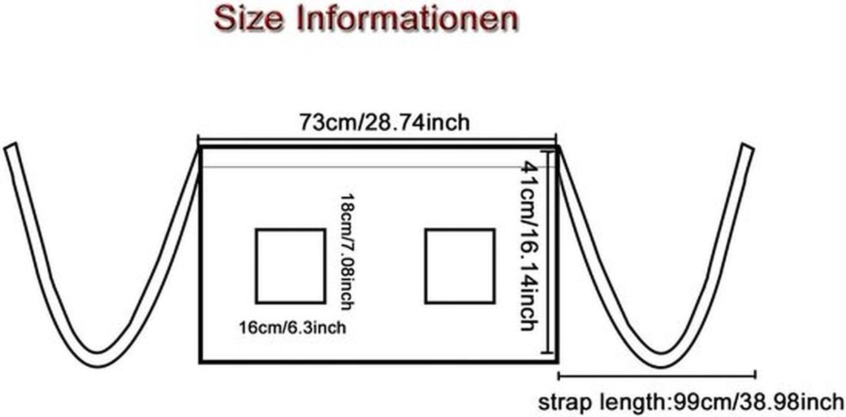Keukenschort Chef-kok - Bistro Schort - Werkschort - 2 Zakken - Katoen/Polyester - Afmetingen 70 x 40 cm