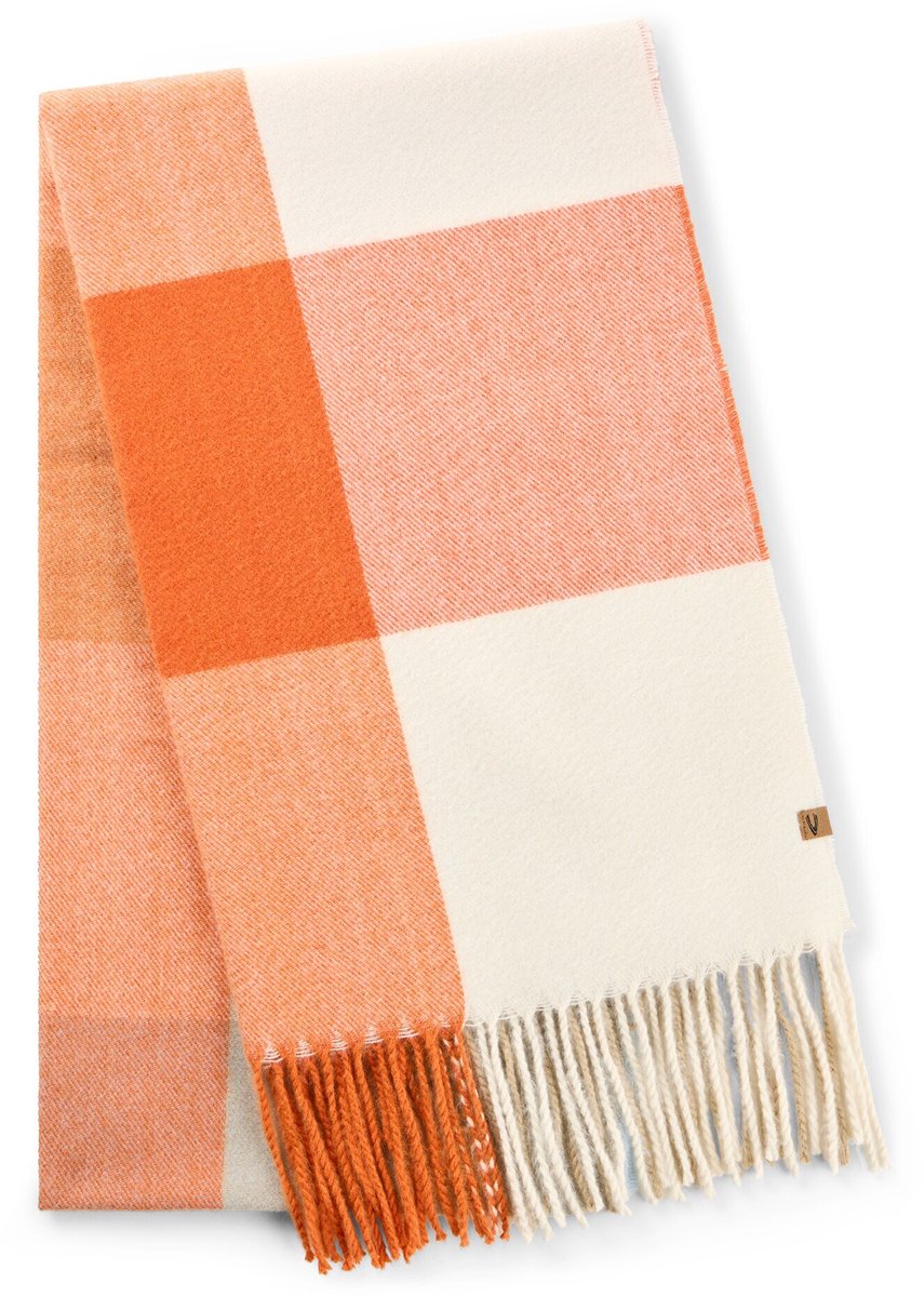 camel active Geweven sjaal met ruitpatroon - Maat womenswear-OS - Orange
