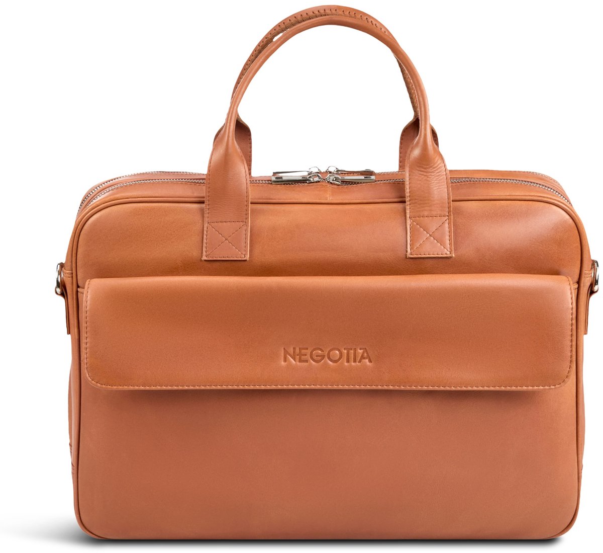 Bol.com Leren Laptoptas Heren 15,6 inch Cognac – Werktas / Aktetas Mannen – Echt Leer Schoudertas – Negotia Orden aanbieding