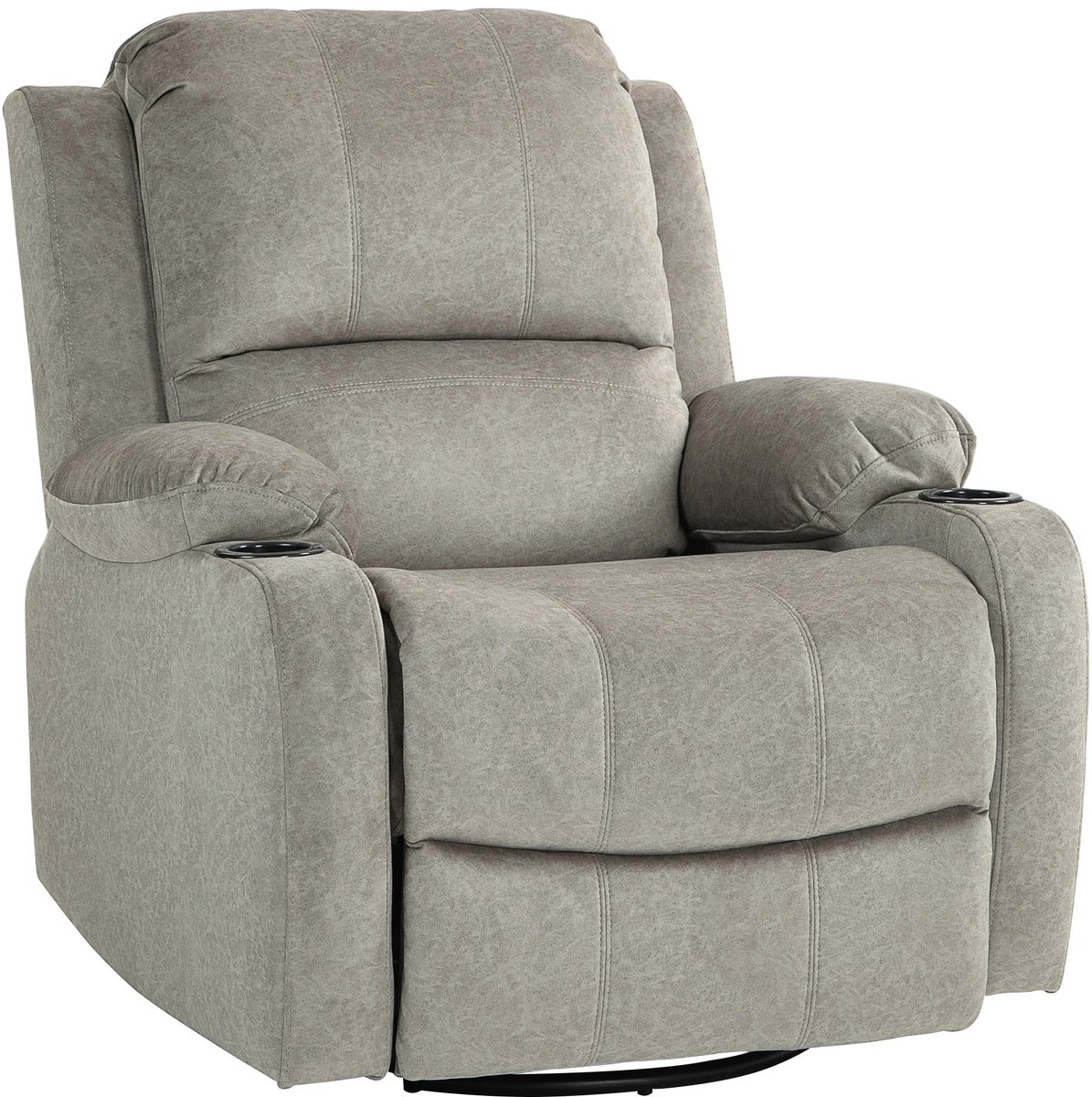 Home & Beyond® Relaxfauteuil - Draaifauteuil met Voetensteun - Verstelbare Rugleuning en Bekerhouders - Bruin - 87x95x102 cm